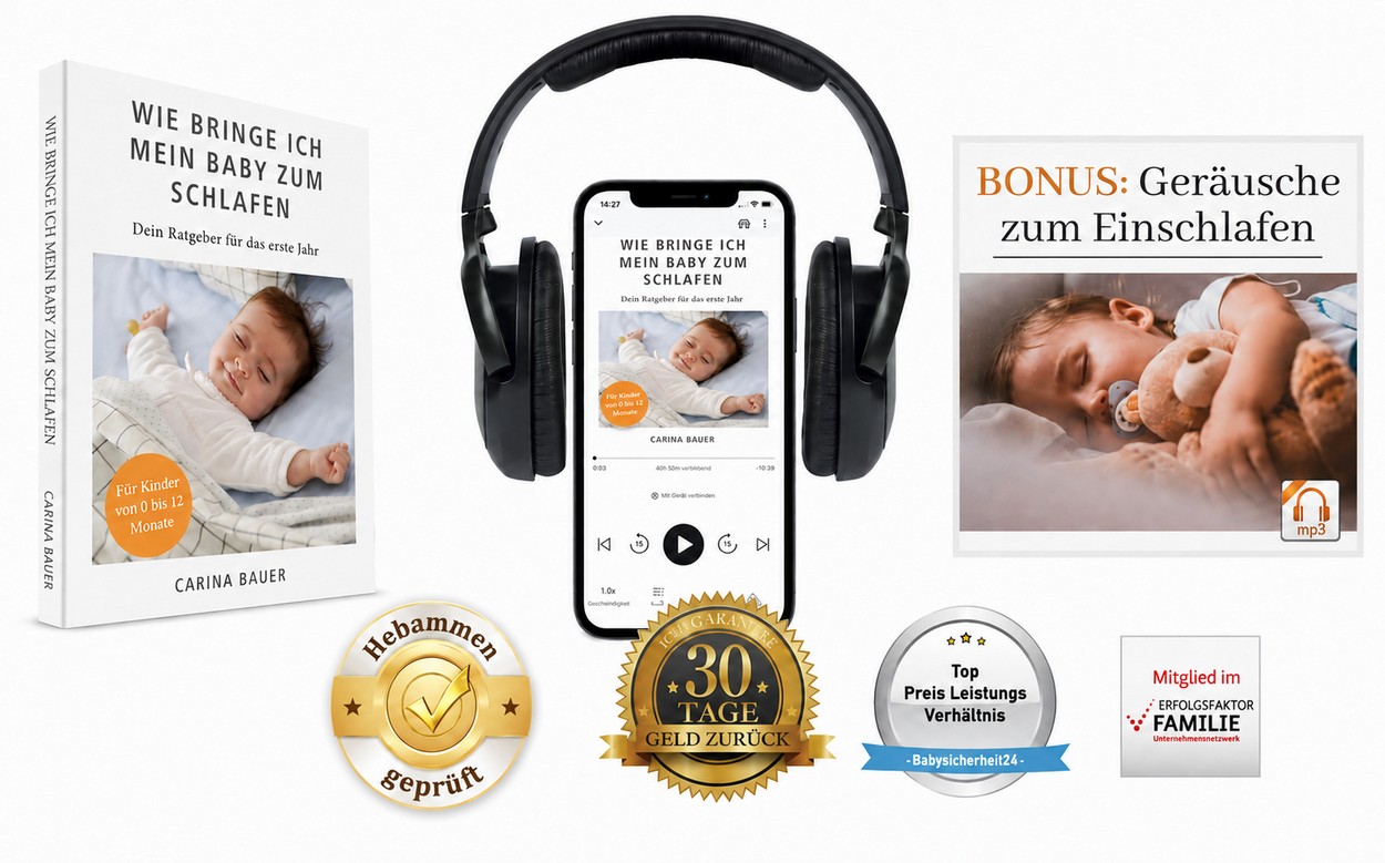 Übersicht über das komplette Paket aus eBook, Hörbuch und Einschlafgeräuschen